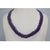 6 Line Real Purple Amethyst Gemstone Diamond Cut Drop Beads String Necklace